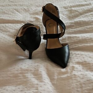 Sophisticated Black High-Heeled Pumps with Ankle Strap